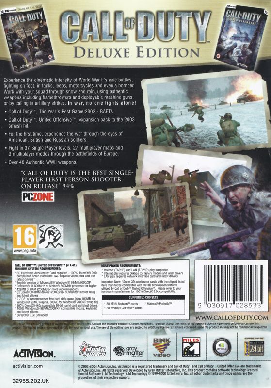 Back Cover for Call of Duty: Deluxe Edition (Windows) (Re-release)