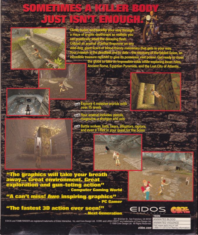Back Cover for Tomb Raider (DOS)