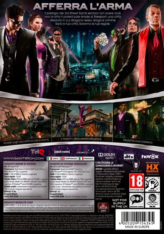 Back Cover for Saints Row: The Third (Windows)
