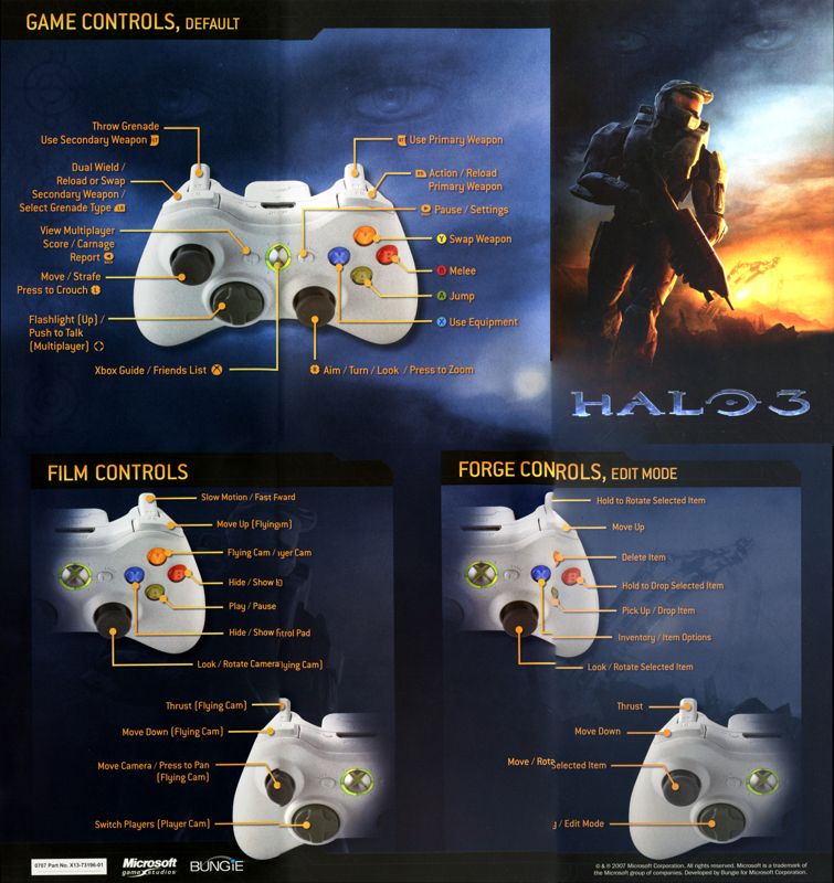 Reference Card for Halo 3 (Xbox 360) (Alternate package (made in USA version)): Poster Size