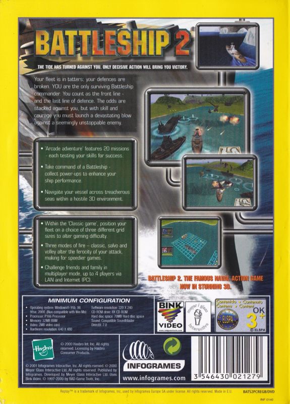Back Cover for Battleship: Surface Thunder (Windows) (Replay release)