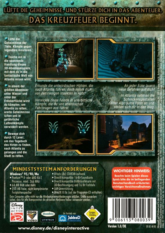 Back Cover for Disney's Atlantis: The Lost Empire - Trial by Fire (Windows)