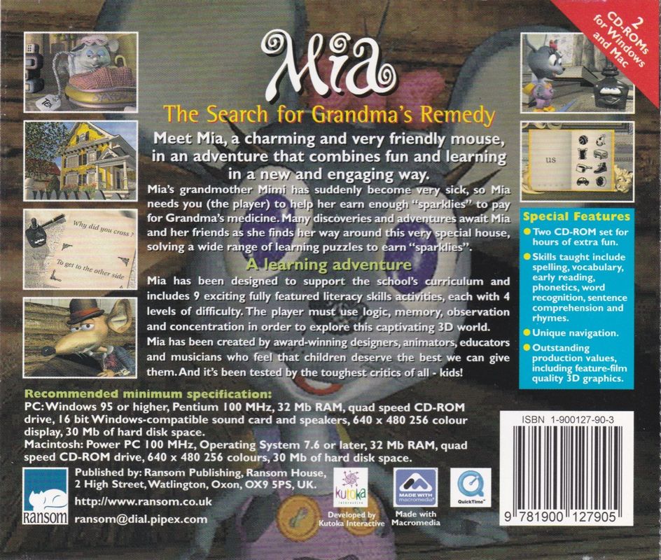 Back Cover for Mia's Big Adventure Collection: The Search for Grandma's Remedy (Macintosh and Windows)