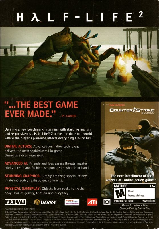 Back Cover for Half-Life 2 (Windows) (G-Man version)