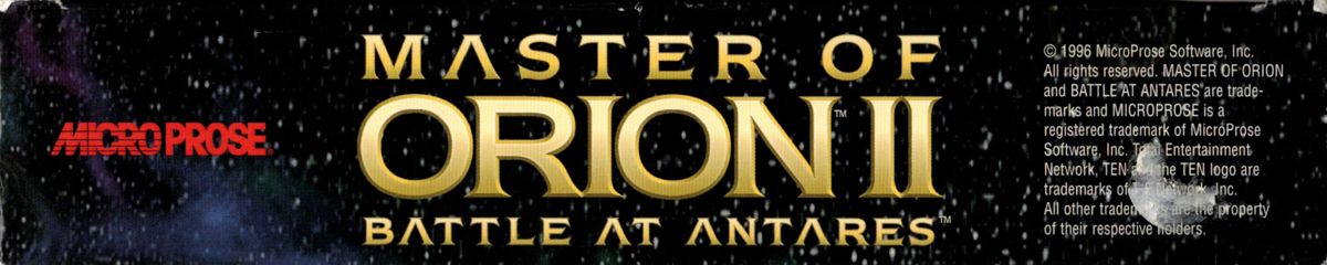 Spine/Sides for Master of Orion II: Battle at Antares (DOS and Windows): Top