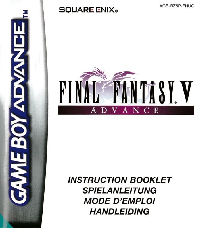 Manual for Final Fantasy V Advance (Game Boy Advance): Front