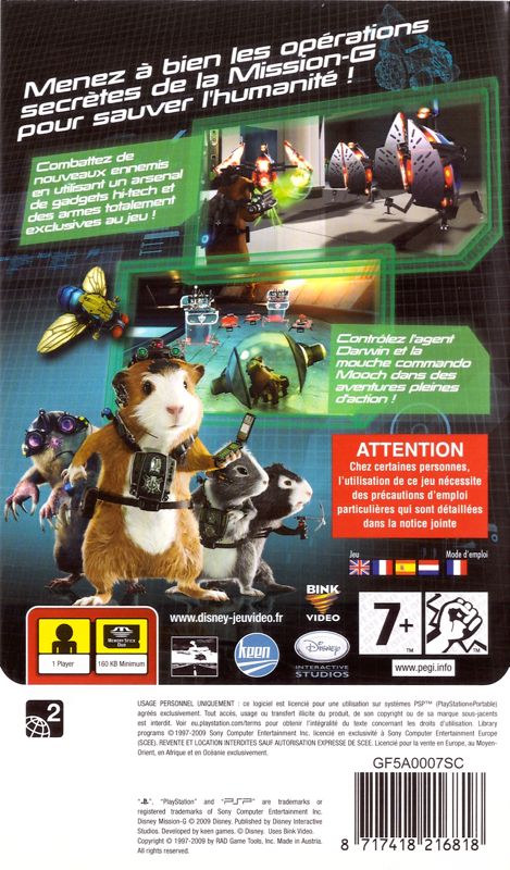 Back Cover for Disney G-Force (PSP)