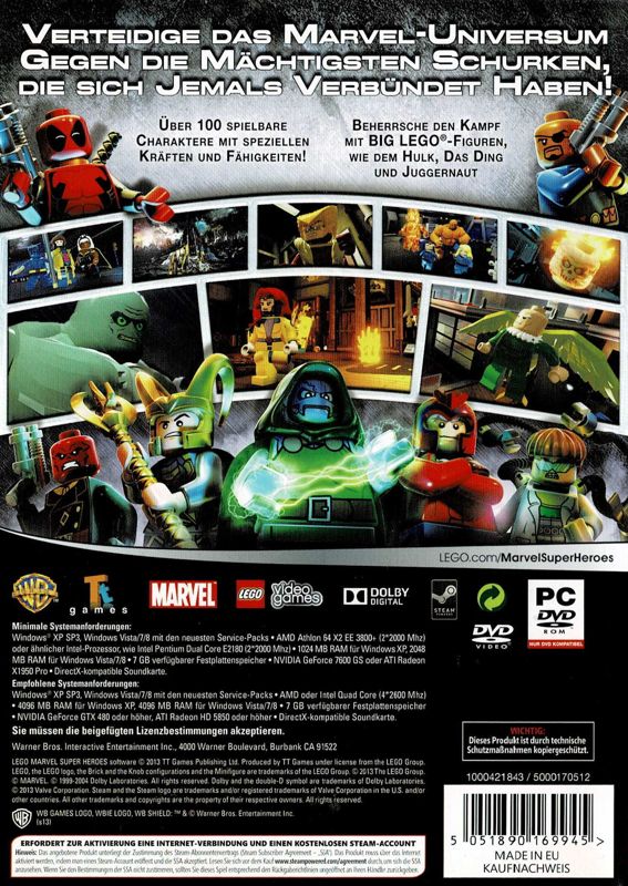 Back Cover for LEGO Marvel Super Heroes (Windows)