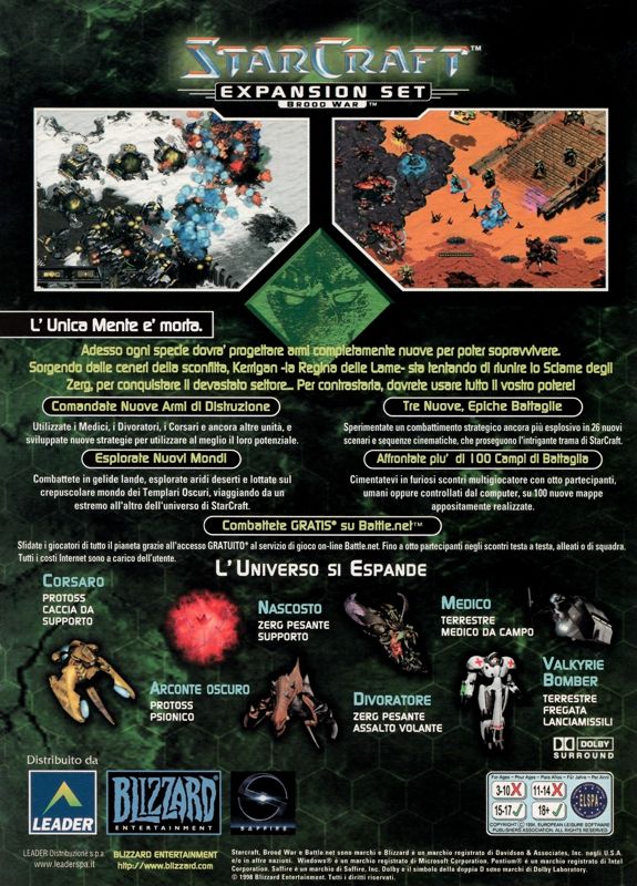 Back Cover for StarCraft: Brood War (Windows)