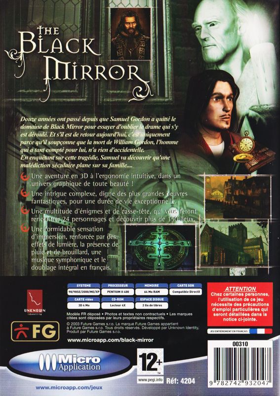 Back Cover for The Black Mirror (Windows)