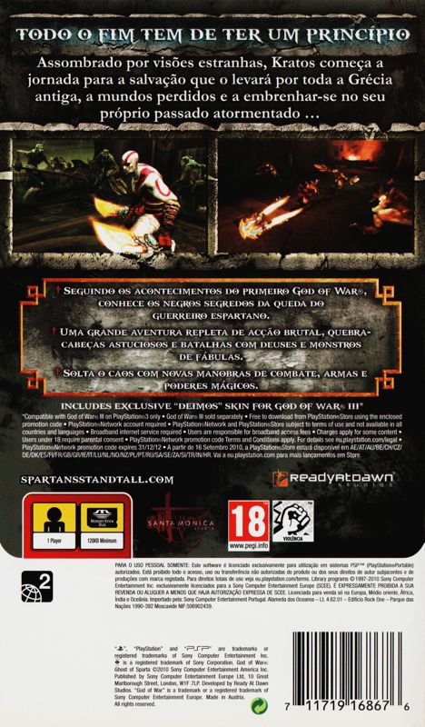 Back Cover for God of War: Ghost of Sparta (PSP)