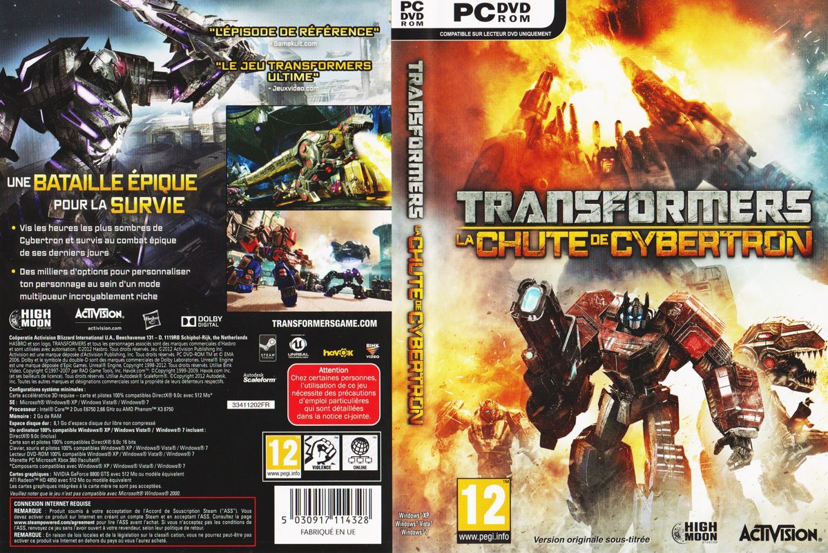Transformers Fall of Cybertron cover or packaging material MobyGames