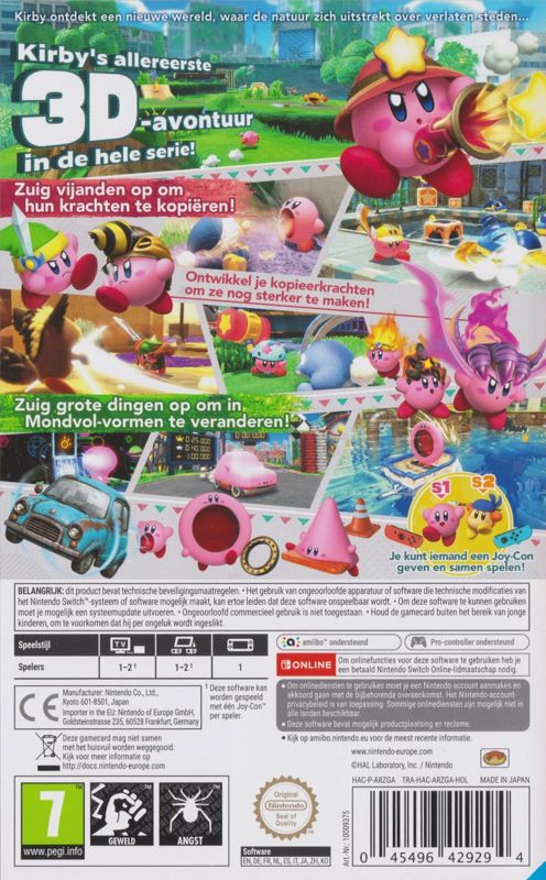 Back Cover for Kirby and the Forgotten Land (Nintendo Switch)