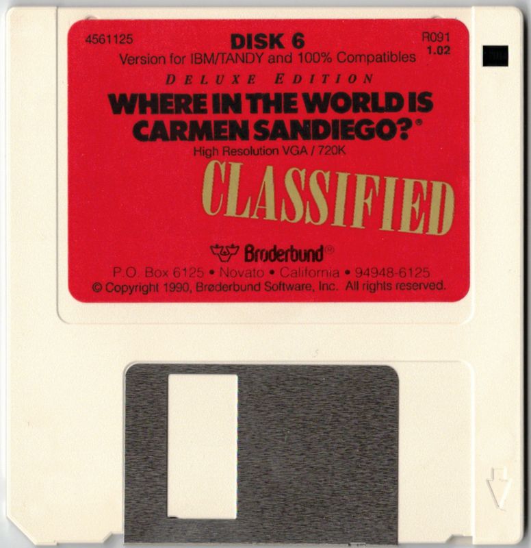 Media for Where in the World Is Carmen Sandiego? (Deluxe Edition) (DOS) (Alternate disks): 3.5" Disk 6