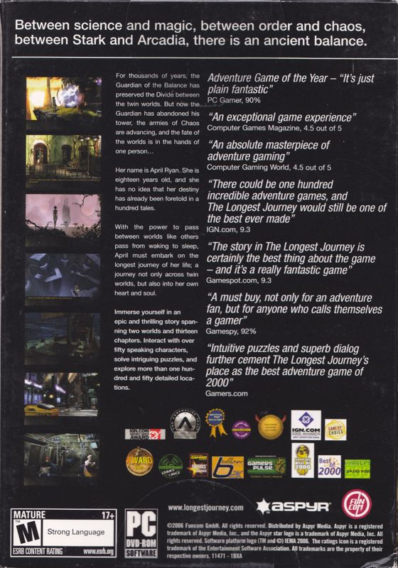 Back Cover for The Longest Journey (Windows) (DVD release)