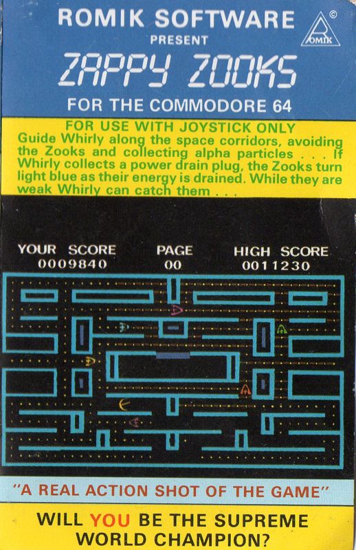 Front Cover for Zappy Zooks (Commodore 64)