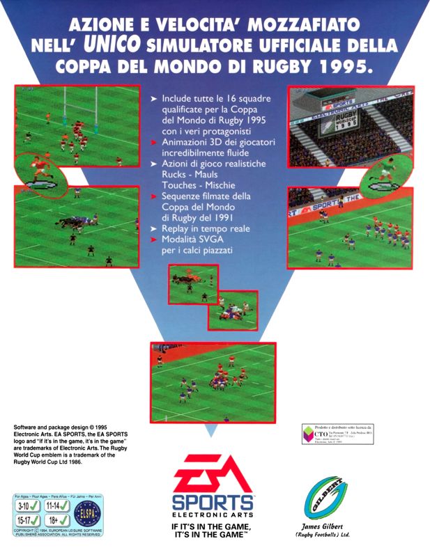 Back Cover for Rugby World Cup 95 (DOS)