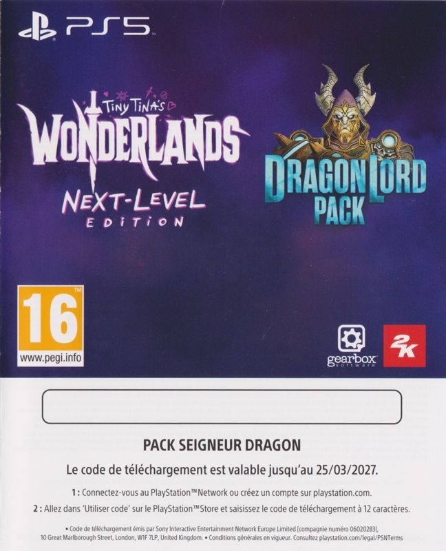 Tiny Tinas Wonderlands Next Level Edition Cover Or Packaging Material Mobygames 7344