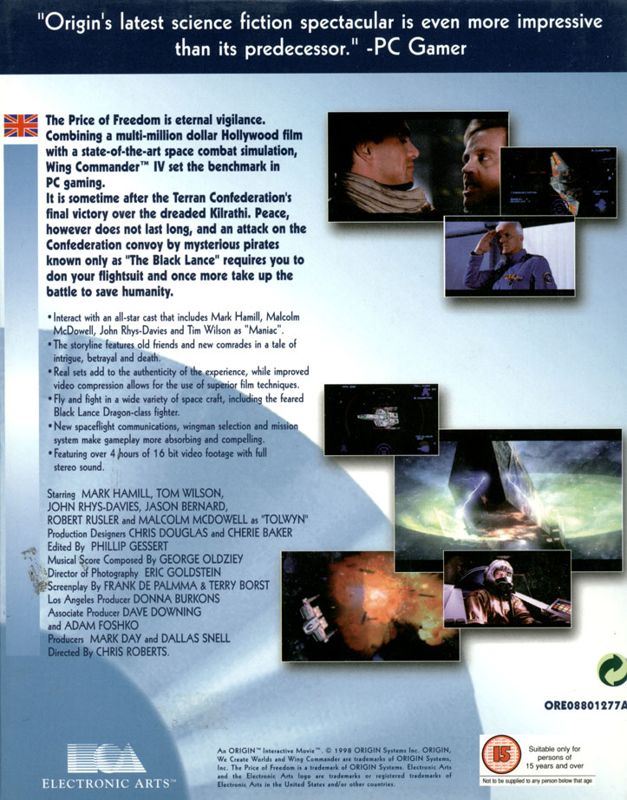 Back Cover for Wing Commander IV: The Price of Freedom (DOS) (EA CD-ROM Classics release)