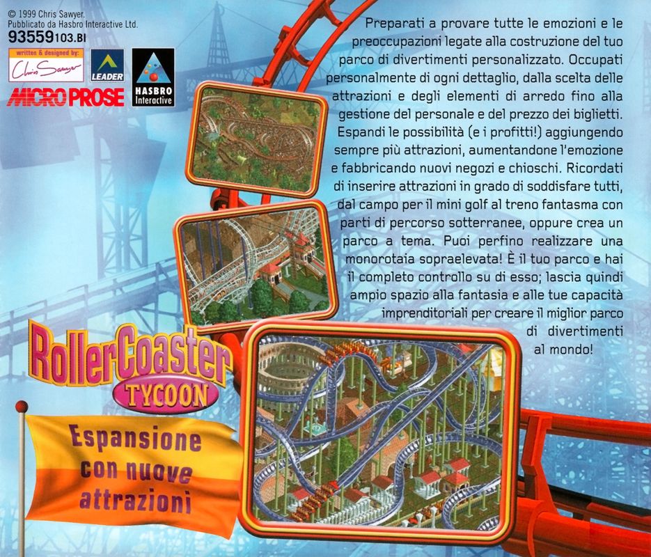 Other for RollerCoaster Tycoon: Corkscrew Follies (Windows): Jewel Case - Back
