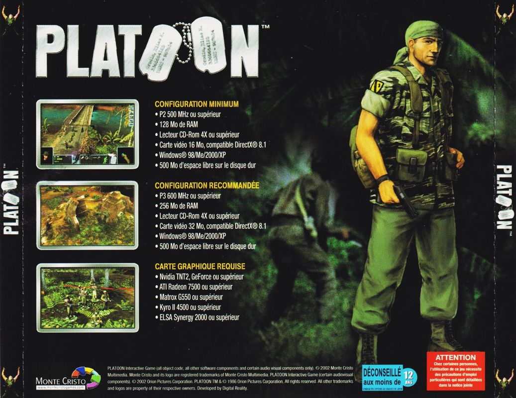 Back Cover for Platoon (Windows) (M6 Multimedia magazine covermount): Full