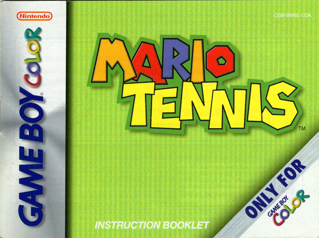 Manual for Mario Tennis (Game Boy Color): Front