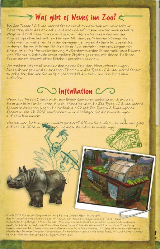 Manual for Zoo Tycoon 2: Endangered Species (Windows)