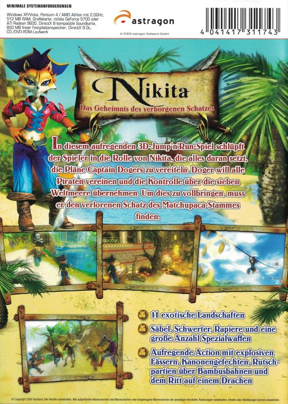 Back Cover for Nikita: The Mystery of the Hidden Treasure (Windows) (USK 0 rating version)