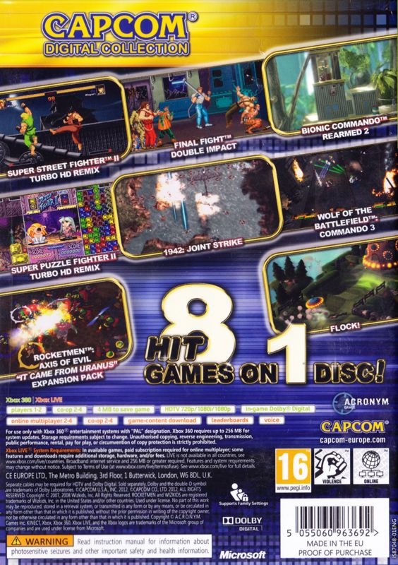 Back Cover for Capcom: Digital Collection (Xbox 360)