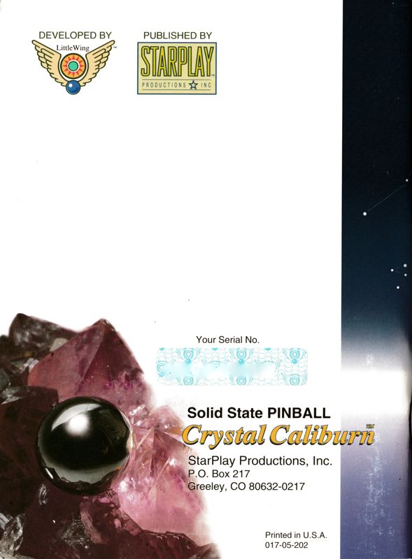 Manual for Crystal Caliburn (Macintosh): Player Guide - Back