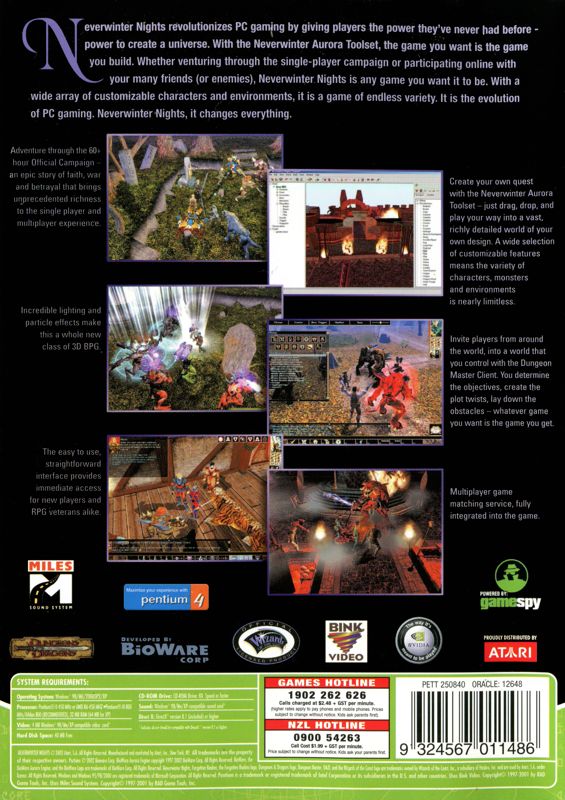 Back Cover for Neverwinter Nights (Windows) (Heroes release)