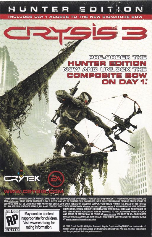 Advertisement for Medal of Honor: Warfighter (Limited Edition) (Windows): Crysis 3 (Hunter Edition)