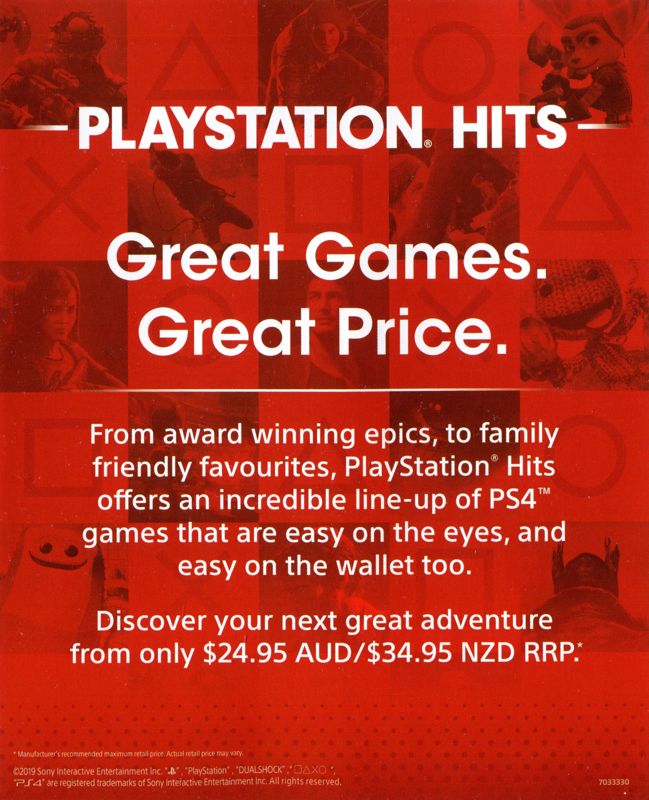 Advertisement for MediEvil (PlayStation 4): PlayStation Hits flyer - front