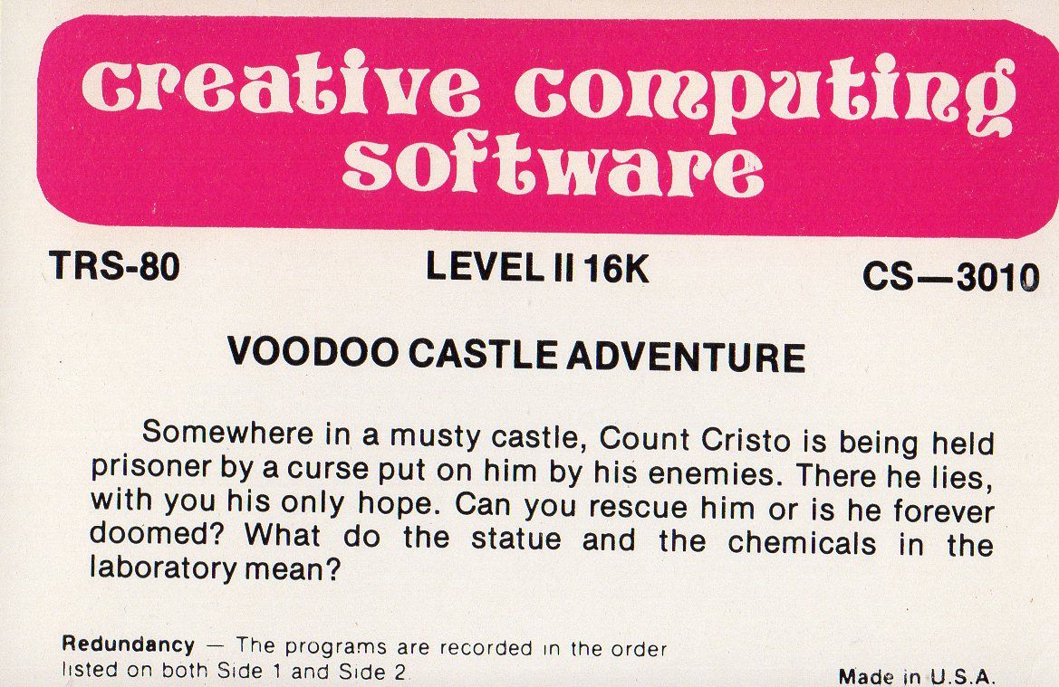 Front Cover for Voodoo Castle (TRS-80) (Creative Computing Software release)
