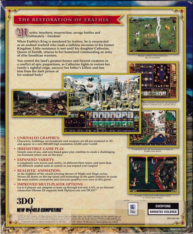 Back Cover for Heroes of Might and Magic III: The Restoration of Erathia (Macintosh)