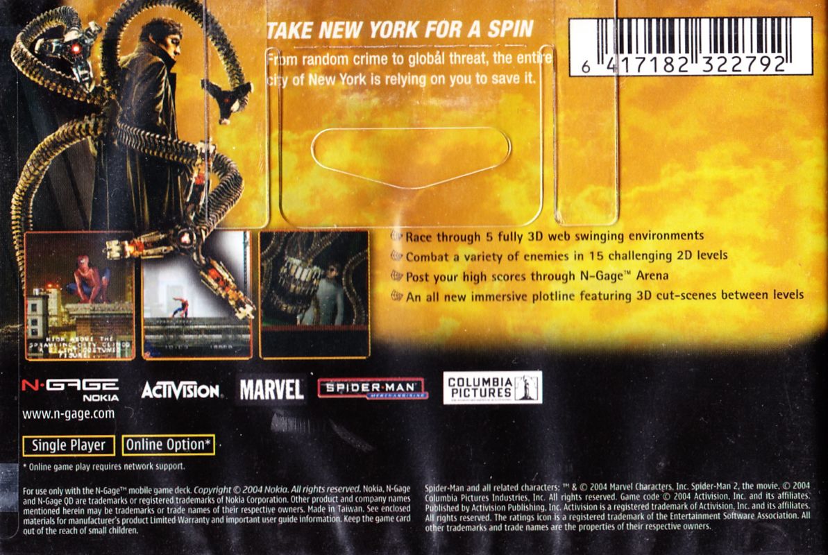 Back Cover for Spider-Man 2 (N-Gage)