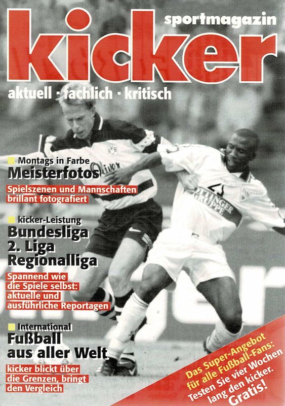 Advertisement for Kick Off 98 (Windows): Kicker Magazine - Front