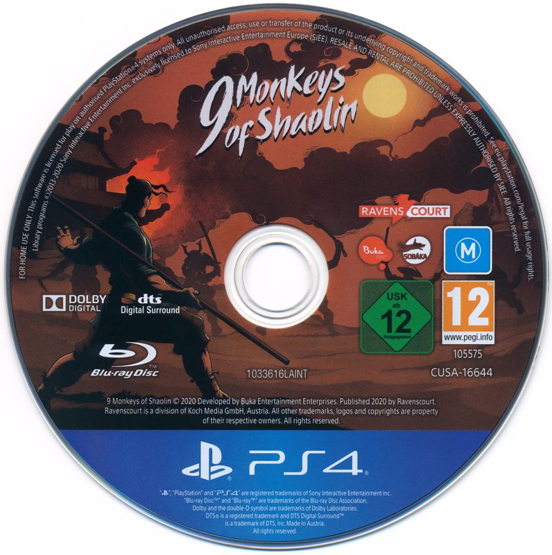 Media for 9 Monkeys of Shaolin (PlayStation 4)