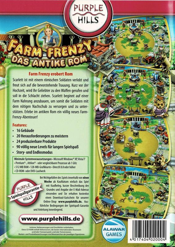 Back Cover for Farm Frenzy: Ancient Rome (Windows) (Purple Hills release)