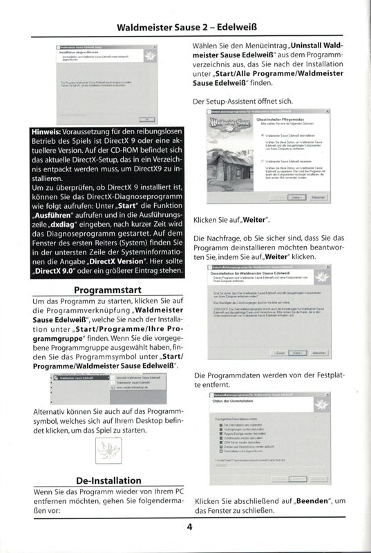 Manual for Waldmeister Sause: Edelweiß (Windows): Back