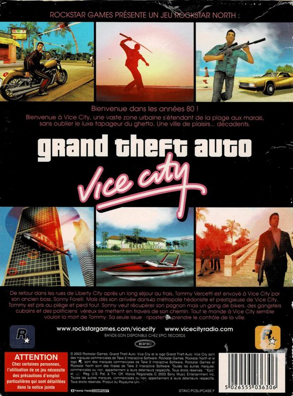 Back Cover for Grand Theft Auto: Vice City (Windows)