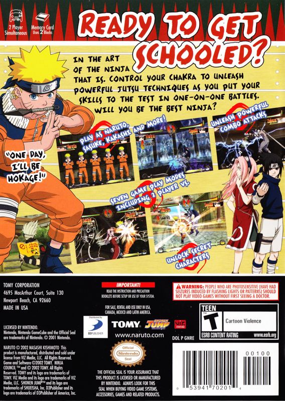 Back Cover for Naruto: Clash of Ninja (GameCube)