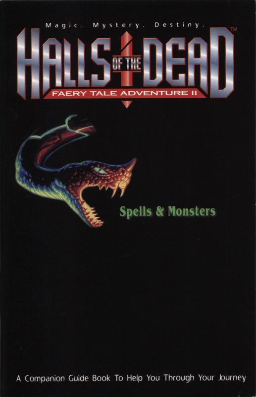 Manual for Halls of the Dead: Faery Tale Adventure II (DOS and Windows): <i>Spells & Monsters</i> reference - Front