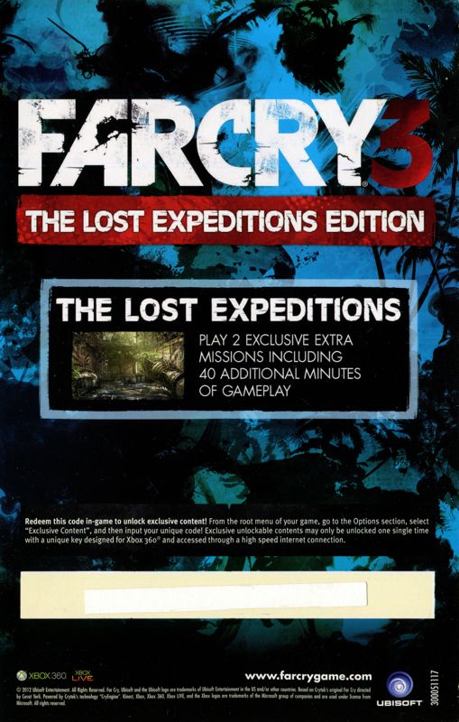 Extras for Far Cry 3 (The Lost Expeditions Edition) (Xbox 360): DLC flyer - front