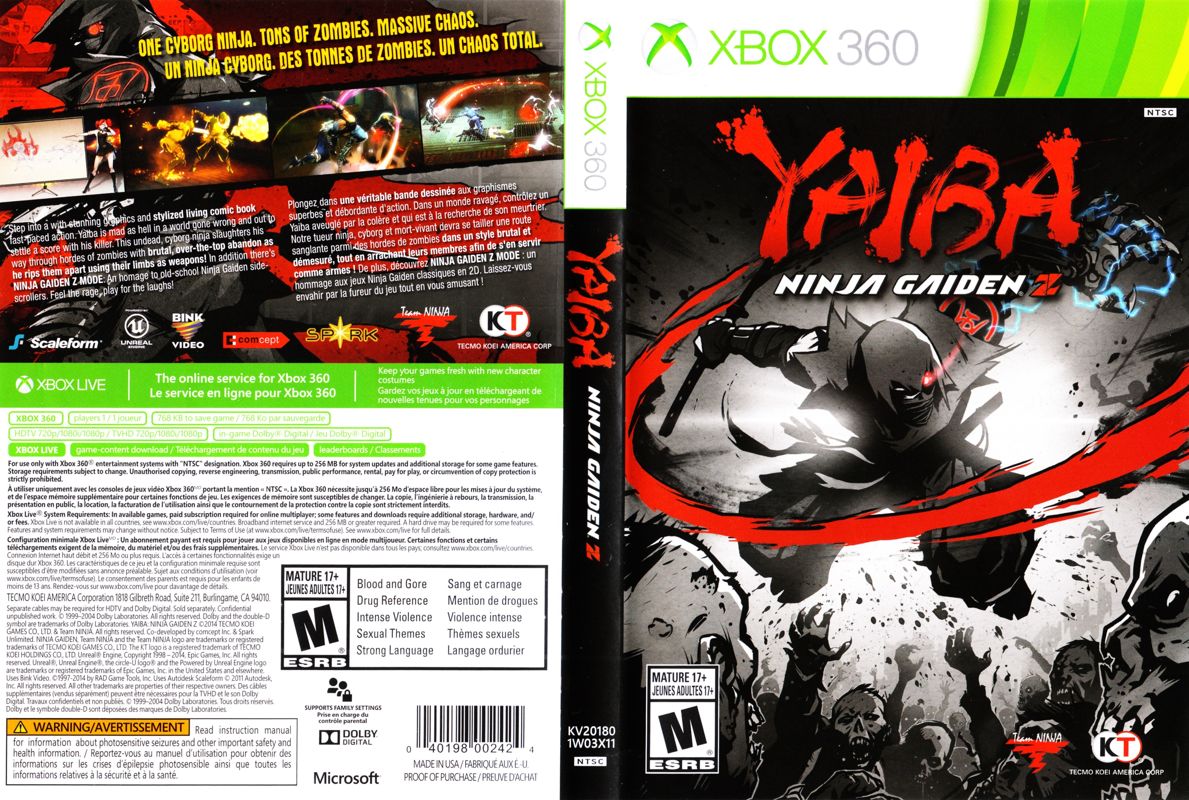 Full Cover for Yaiba: Ninja Gaiden Z (Xbox 360)