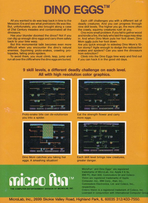 Back Cover for Dino Eggs (Apple II)