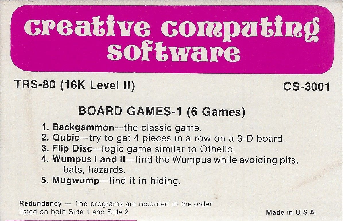 Front Cover for Board Games-1 (TRS-80)