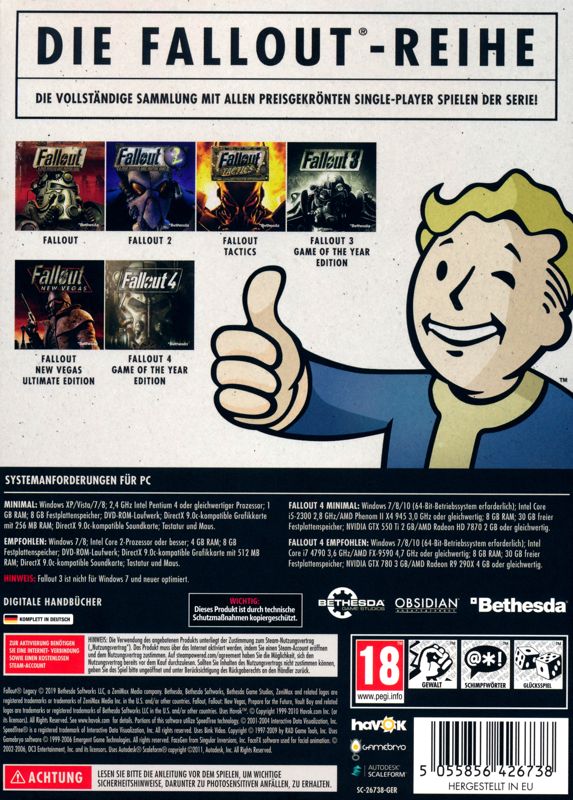 Back Cover for Fallout Legacy (Windows)