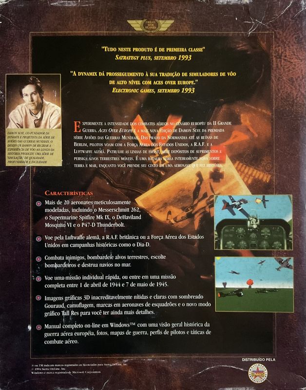 Back Cover for Aces Over Europe (DOS)