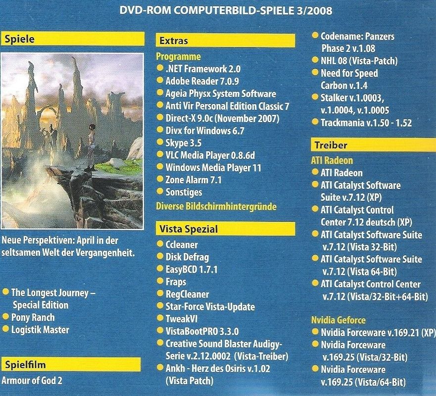 Other for The Longest Journey: Special Edition (Windows) (Computer Bild Spiele 3/2008 covermount): Back Cover for Jewel Case